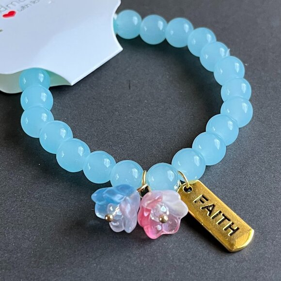 Charmze Stackable Stretch Floral Faith Beaded Bracelet NEW - Picture 2 of 4